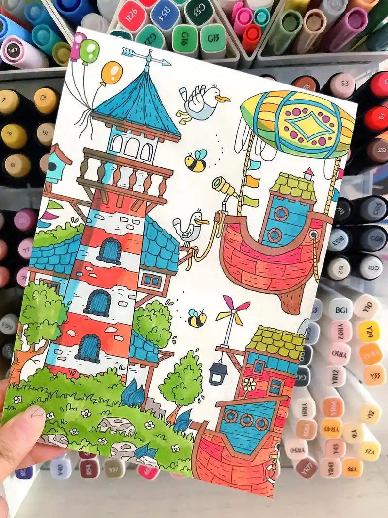 96临摹计划——gabiwolf插画⑤.96画本:马克笔专用 - 抖音