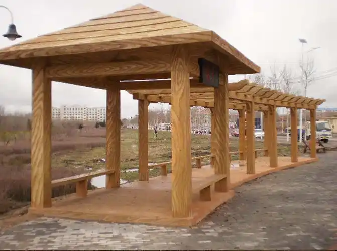 力达户外凉亭水泥仿木凉亭,四角亭子专业厂家服务