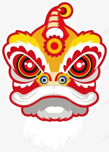 春节多彩舞狮狮子头png免抠素材_新图网 https://ixintu.