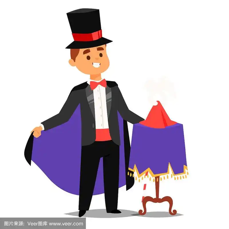 魔术师,变戏法者,变戏法者,魔术师矢量人物把戏杂耍者矢量插图魔术
