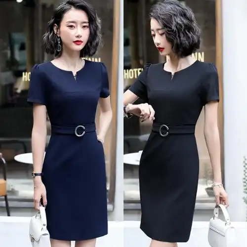 职业装女装连衣裙短袖夏新款时尚气质前台工装美容院珠宝店工作服