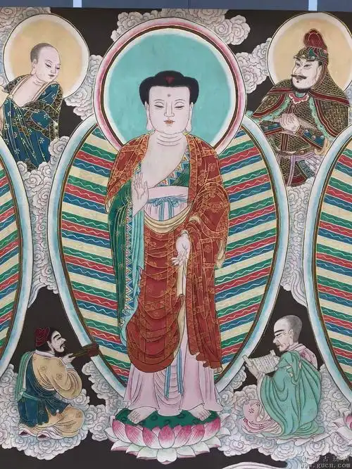 吴道子精品丝绢佛像,吴道子唐代著