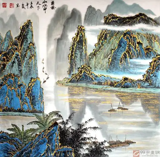 首页 传统水墨 山水画 写意山水画品名:桂林山水甲天下