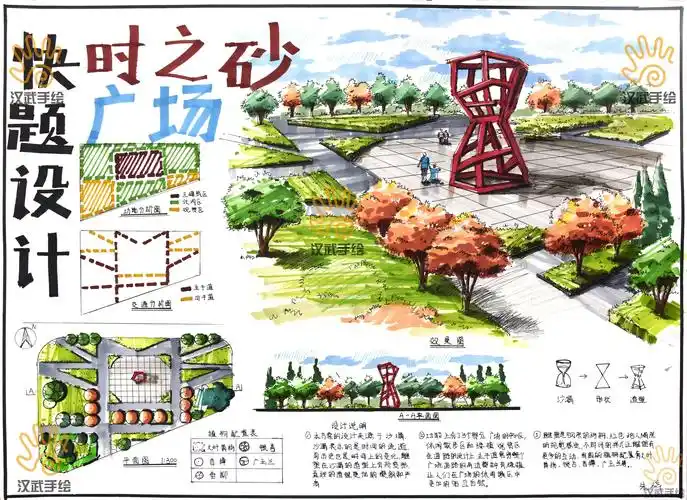 环境设计室外景观手绘原创广场快题