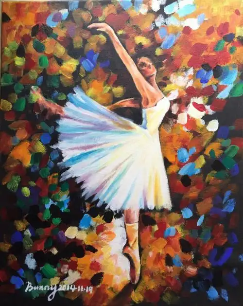 美丽的芭蕾舞02女孩大班丙烯少儿画美术