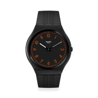 斯沃琪瑞士手表男女表潮流运动情侣简约黑色石英腕表红之格ss07b106