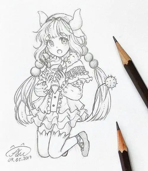 动漫小女孩简笔画