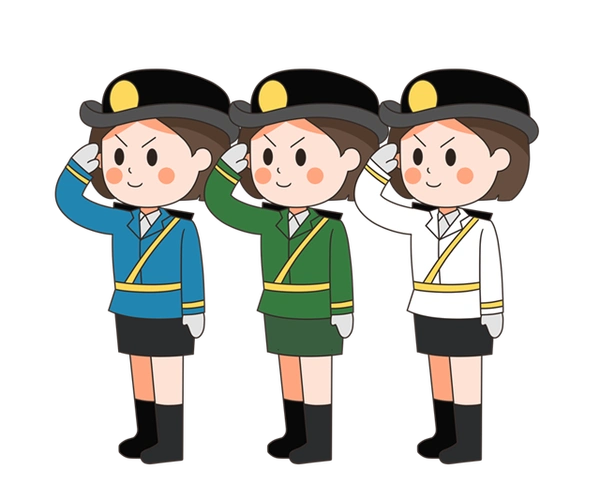 卡通原创海陆空女军人敬礼图片