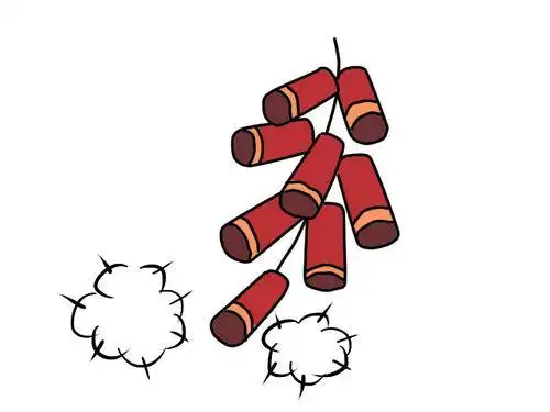 爆竹简笔画彩色素描