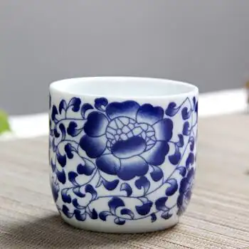 高白瓷茶杯陶瓷杯110毫升一口杯啤酒杯喝水杯子青花瓷功夫小茶杯 05款