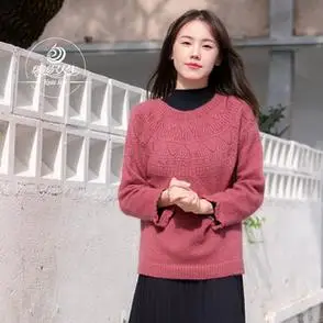 编织人生团织162复古红羊绒真丝毛衣材料包手工diy毛线棒针编织