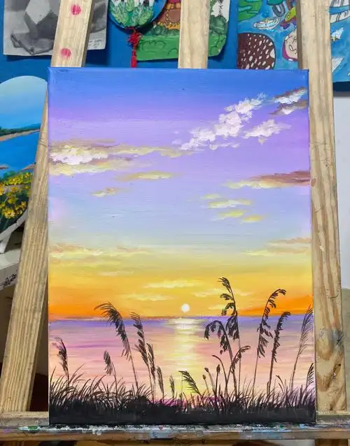 淡黄,白芦苇:黑色#寻找小红书绘画大神  #零基础学画画  #丙烯画