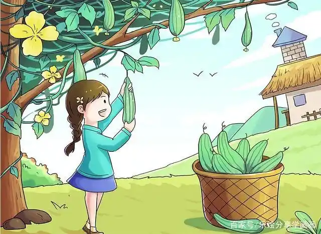 儿童画教程|低幼儿创意绘画课程《丝瓜藤下》