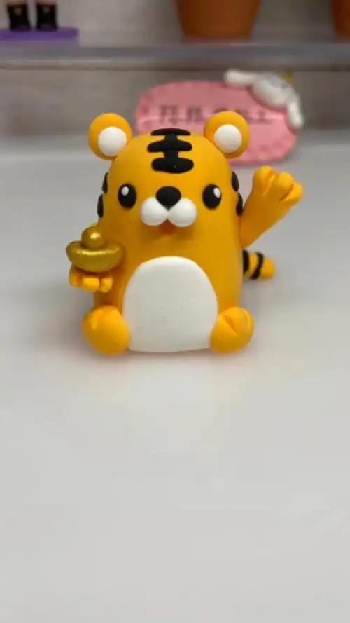 超轻粘土#粘土招财小老虎教程