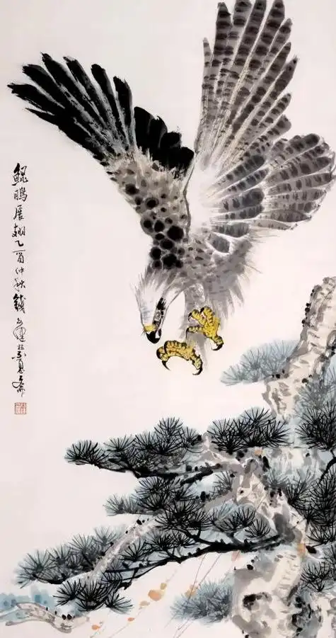 名家字画 #名家画鹰 #中国画 #蓄力奥运快来接招 #国画 - 抖音