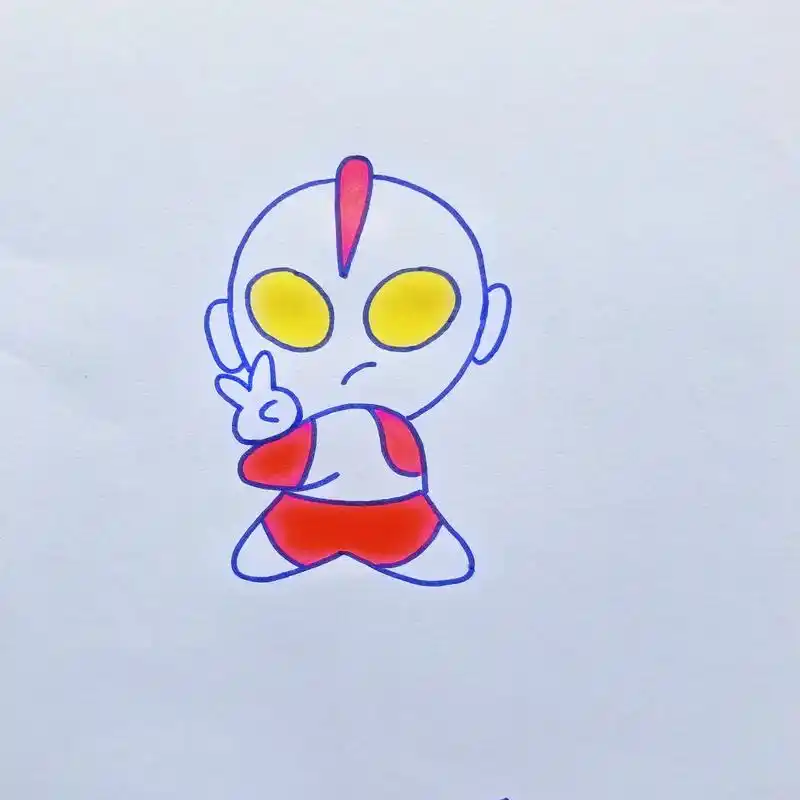 如果上课太累 就画一个奥特曼吧.#艾特好朋友给你画 #简笔画 - 抖音