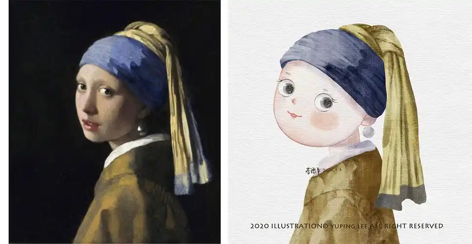 名画改编系列戴珍珠耳环的少女