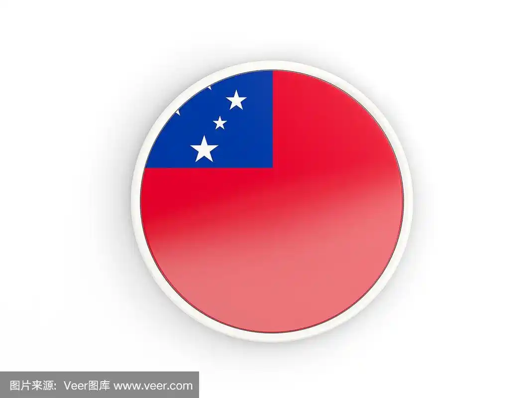 萨摩亚国旗.带框架的圆形图标