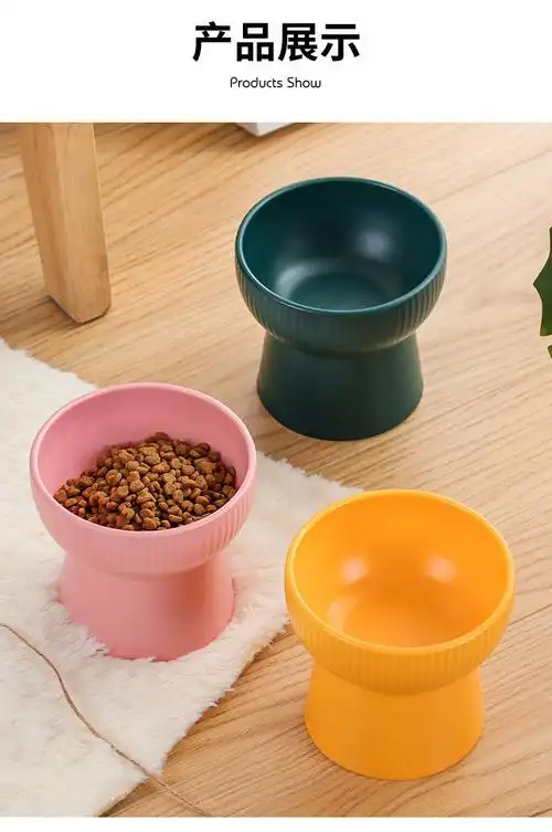 新款可爱猫碗护颈猫食盆饮水陶瓷猫粮碗