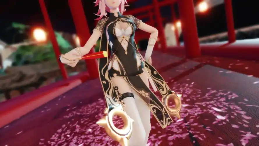 【崩坏3新春mmd大赏】脸型修正.八重樱过膝袜旗袍_哔哩哔哩_bilibili