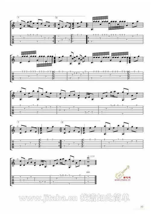 美人吟吉他谱 轮指指弹独奏曲