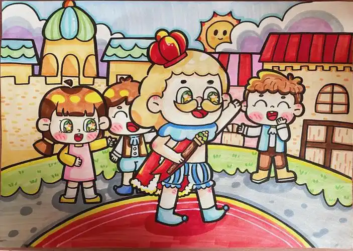 主题画  #马克笔临摹  #皇帝的新装  #简笔画  #儿童画  #马克笔锻