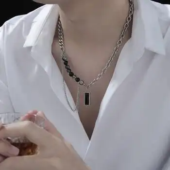 钛钢双层男士锁骨链个性百搭学生项链子个性百搭高级感男生吊坠送男友