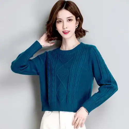 短款毛衣女士圆领宽松外穿秋冬2020年新款洋气毛衣