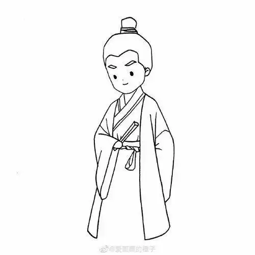 穿汉服的小男孩简笔画简单