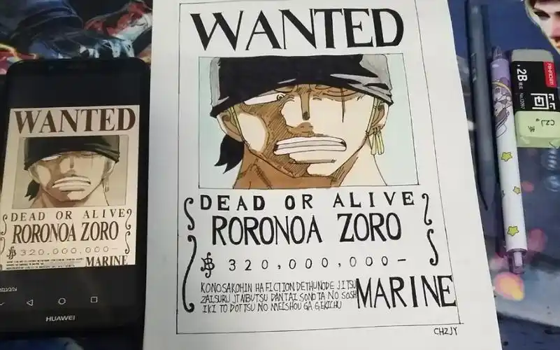 手绘索隆悬赏令画的不好见谅