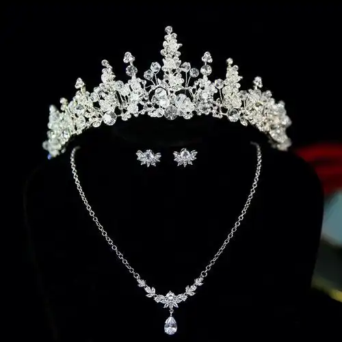 新娘主纱奢华皇冠三件套公主头饰水钻成人生