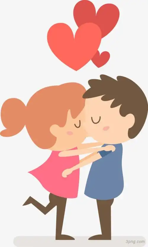 卡通情侣接吻png素材透明免抠图片卡通手绘
