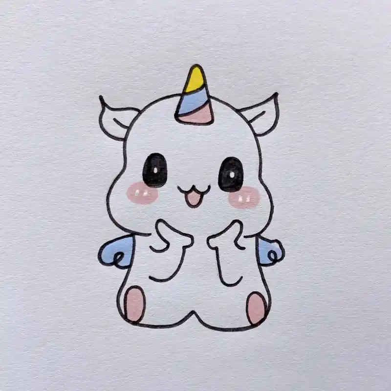 独角兽简笔画教程 【色号】 粉色:135号 蓝色:183号 黄色:35号