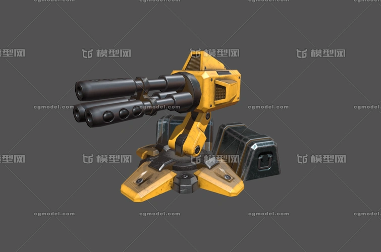 次时代格林机关枪 机关炮 防御炮塔 塔防武器模型