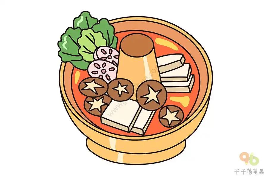 简单的火锅简笔画画法