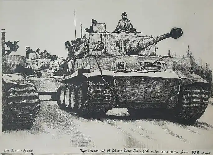 二战虎式 中性笔速写