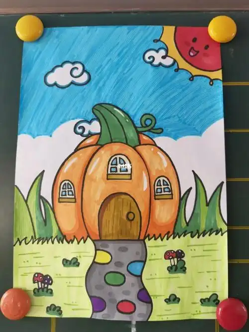 绘画南瓜房子简单简笔画南瓜房子简笔画怎么画南瓜房子彩色简笔画幼儿