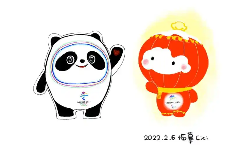 我临摹绘画的冰墩墩和雪容融过程分享