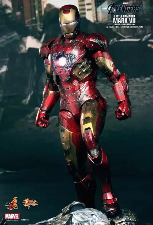 ht1比6可动人偶电影复仇者联盟系列复联钢铁侠mk7战损版