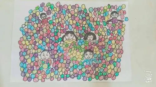 蒙四班童心童画主题《海洋球真好玩》