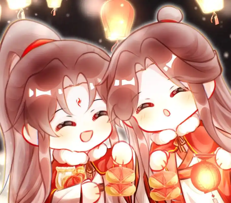 小情侣逛街~#绘画 #q版 #古风 #冰秋 #渣反 - 抖音