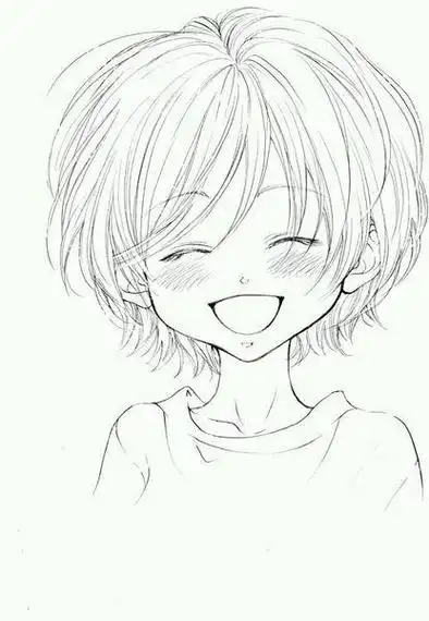 自画像女生短发简笔画初一女生