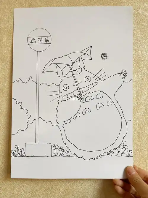 第5幅宫崎骏龙猫线稿马克笔