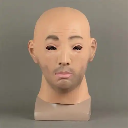 硅胶人脸面具 3d立体人脸面具直播美女伪娘头套光头男女搞笑角色扮演
