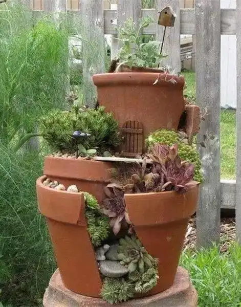 23款手工破罐花盆景观,以后还是别摔了,破罐子留着还有用呢