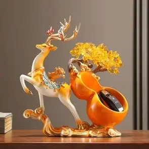 高档鞋柜招财葫芦鹿摆件乔迁新居礼物入户门玄关放钥匙收纳盒中式