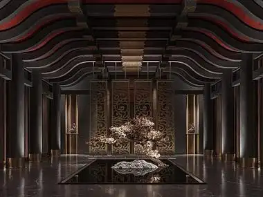 新中式前厅3d模型