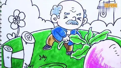 早教简笔画中外童话故事拔萝卜儿童绘画