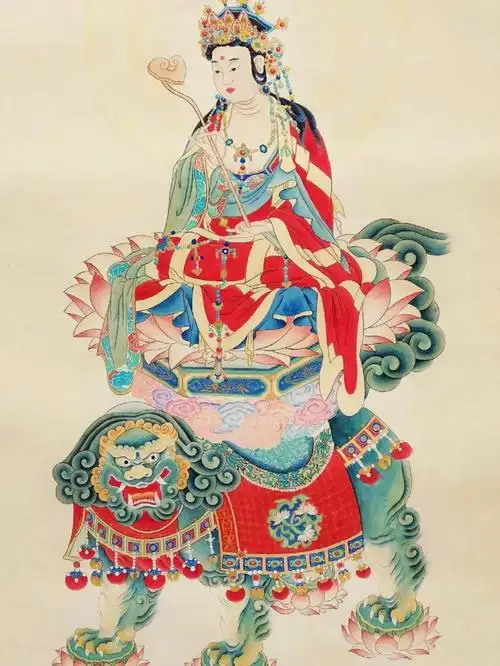 拖延症晚期拖了一年的画终于画完了#佛像  #文殊菩萨  #国画  #绘画