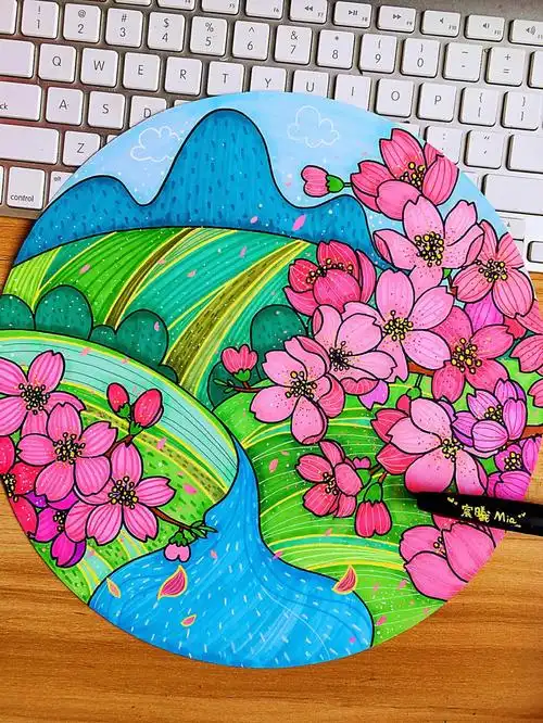 儿童绘画课程内容设计春天里的樱花飞舞